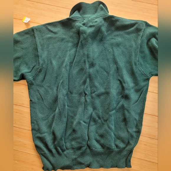 VTG Ralph Lauren Polo Men's L Forest Green Polo Collar 100% Cotton Sweater - Picture 3 of 6